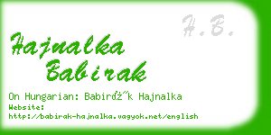 hajnalka babirak business card